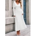 thumbnail image 3 of Vestido PRETTYGARDEN Suéter de Punto Acanalado Plisado Maxi Blanco M, 3 of 8