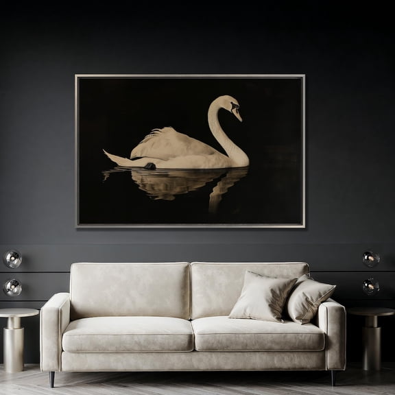 Swan Art Poster: Elegant Waterfowl Reflection Wall Decor, Unframed Poster Size 8x12