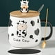 thumbnail image 1 of Taza de vaca bonita, regalos, taza Kawaii, tazas de café de vaca con tapa y cuchara, tazas de cerámica para té y café de 400ml, tazas de vaca en 3d, regalos de cumpleaños, 1 of 5