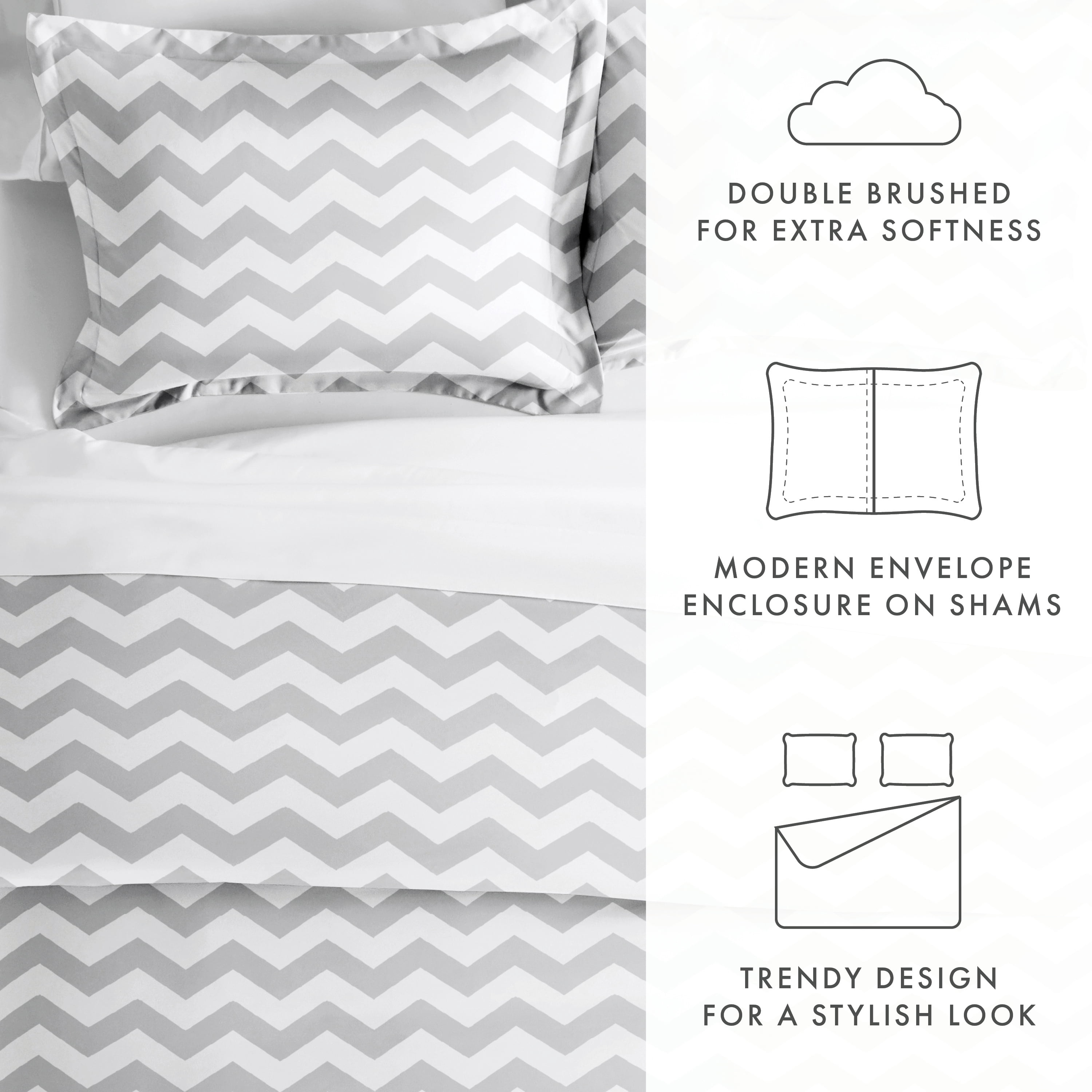 Noble Linens Gray Arrow Pattern Duvet Set 3-Piece Duvet Cover Set, King/Cal King