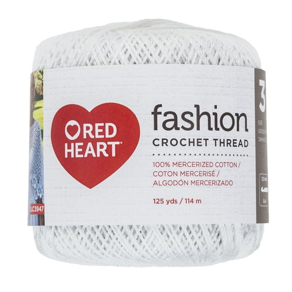 Red Heart Fashion Cotton Size 3 White Yarn, 1 Each