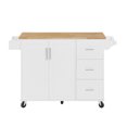 thumbnail image 4 of Versatile Rolling Kitchen Island With Storage Cabinet And Countertop, White Cabinet, Removable Shelves, Expandable Drop Leaf Countertop, 4 of 6