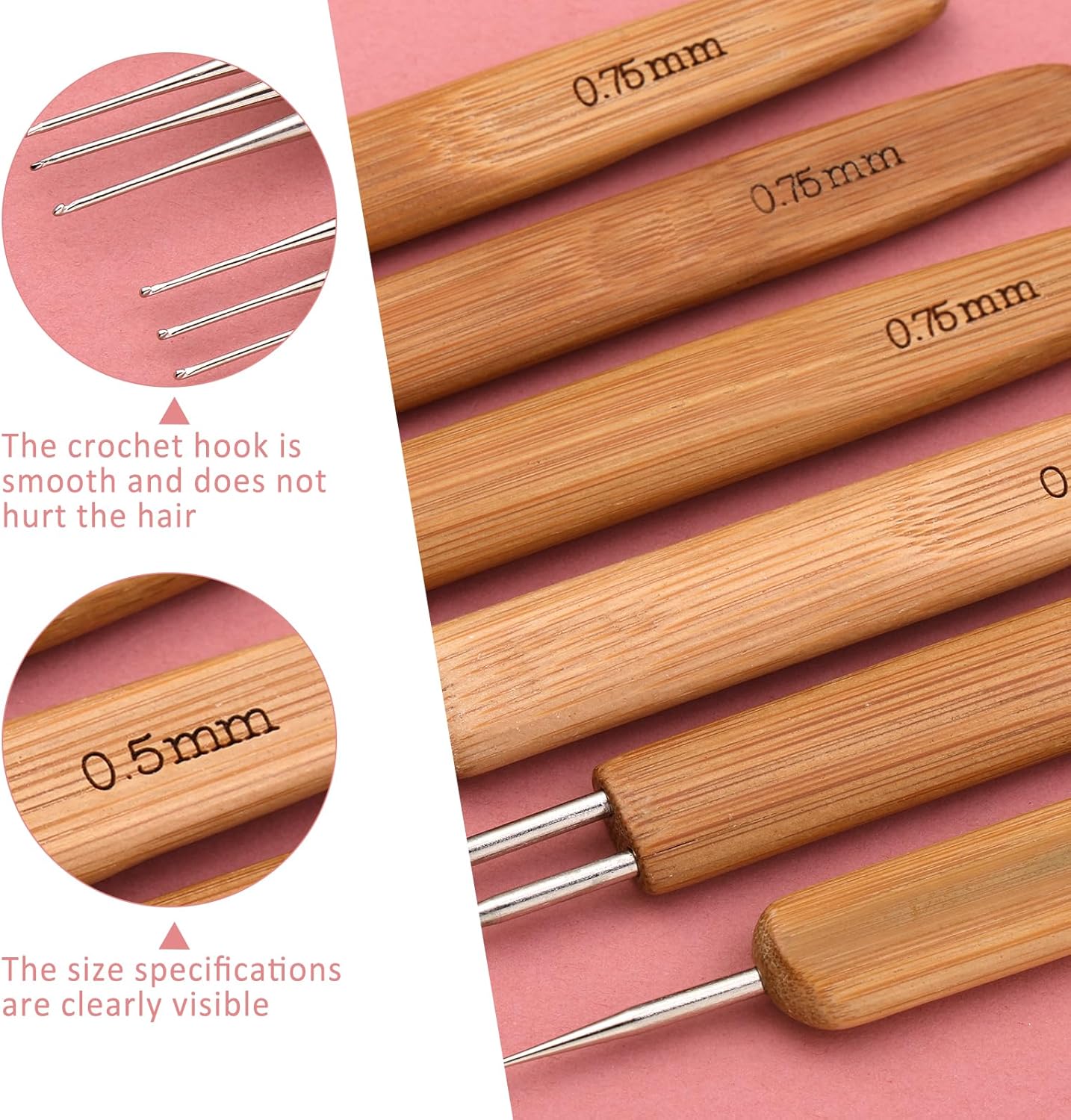 Dreadlock Crochet Hook, 48 Pcs Dreadlock Crochet Hook Tool, 6 Dreadlock Crochet Needle, Different Size Bent Latch Hook, Crochet Needle for Hair Braiding with Case and Dreadlocks Tool