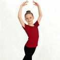 thumbnail image 2 of Girls Athletic Top Dance Shirt 100% Cotton Slim Fit Short Sleeve Round Neck Activewear for Kids Kids to Teen Wine,Size 7-8 T, 2 of 6