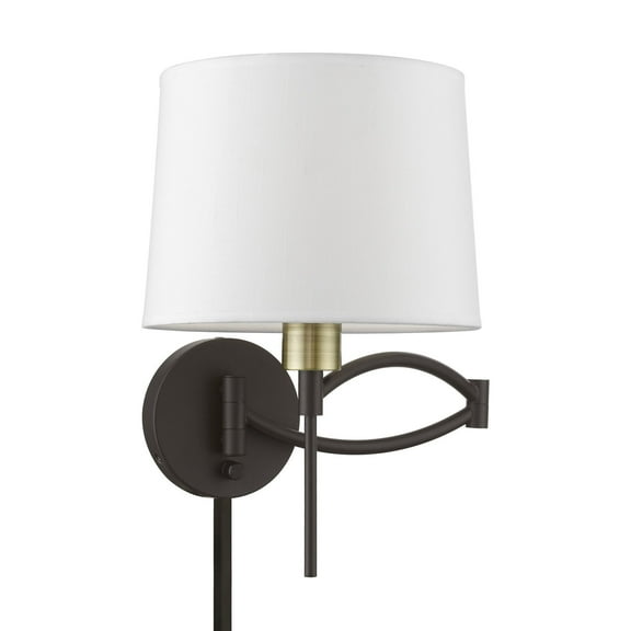 40044-07 Livex Lighting 1 Light Swing Arm Wall Sconce In RefinedModern Style-15 Inches Tall and 11 Inches Wide-Bronze/Antique Brass Finish