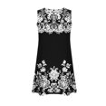 thumbnail image 4 of Womens Summer Dress with Pockets Floral Print Sleeveless Loose Crew Neck Tank Short Dress Pleated Swing Sundress (M, Black 01), 4 of 6