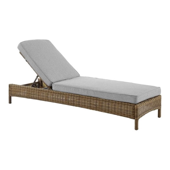 Crosley Furniture Bradenton Wicker / Rattan Outdoor Chaise Lounge in Brown