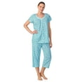 thumbnail image 4 of Aria Women's Short Sleeve 100% Cotton Cropped Pajama Set with Pockets, Sizes S-3X, 4 of 7
