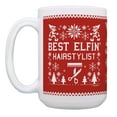 thumbnail image 2 of ThisWear Hairstylist Christmas Cup Best Elfin Hairstylist Ever Christmas 15oz Coffee Mug Cup Red, 2 of 4