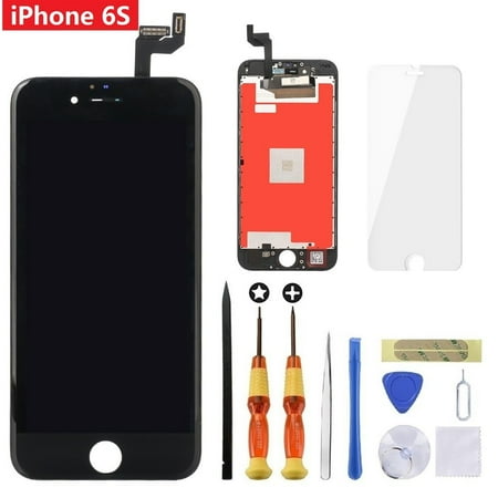 Touch Lcd Screens - iPhone 6s Black 4.7 inch Retina LCD Screen Replacement 3D Touch Digitizer Frame Assembly with Tempered Glass Screen Protector + Repair Tools