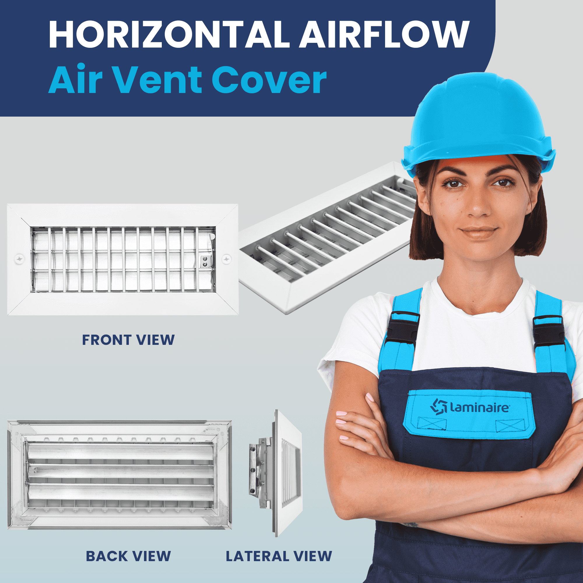 10x4 Vent Cover, Aluminum Supply Wall Vent, Multi-Shutter, High Airflow [11.6" x 5.6" Face]