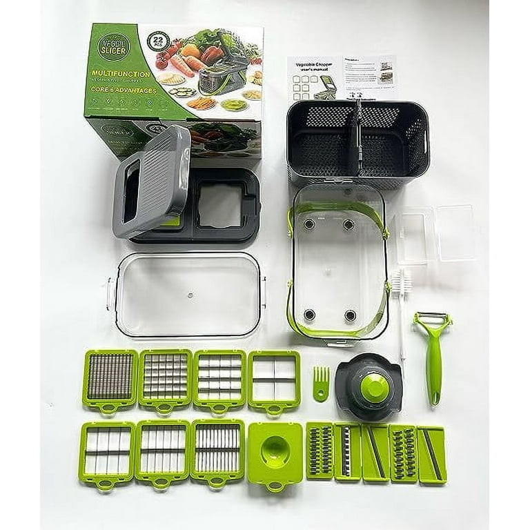  Vegetable Cutter 22-in-1, Mandoline Slicer with 13 Blades, with  Container for Egg, Cheese Grater, Veggie Dicer