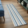 thumbnail image 3 of 2'x6' Rug Runners for Hallways Kitchen, Khaki Blue Striped Non Slip Entryway Beside Floor Carpet Runner, Farmhouse Stripes Modern Abstract Art Laundry Room Bedroom Throw Rugs Mat for Family Pet, 3 of 8