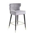 thumbnail image 4 of Counter Height Velvet Stool / With Gold Tipped Black Legs, 4 of 5