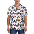 thumbnail image 5 of KLL Men's Hawaiian Shirt Short Sleeve Button Down Beach Shirts-Cartoon Monster Trucks1, 5 of 6