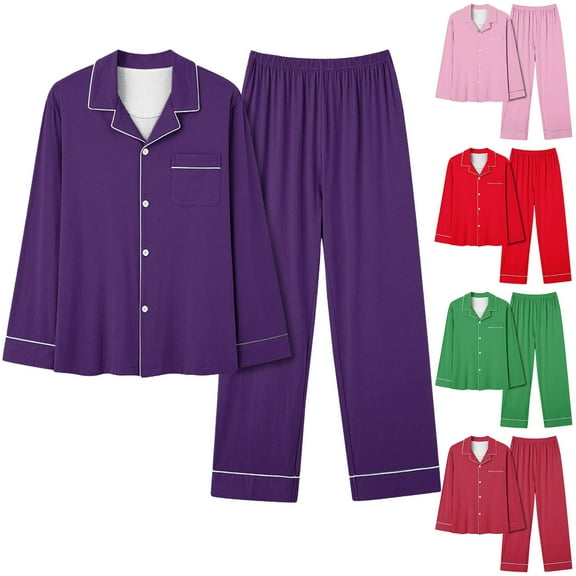 Miluxas Womens Pajama Sets, Long Sleeve Button Down Pajamas Set for Women Soft Sleepwear Pajamas 2 piece Loungewear White 10(XL)