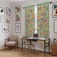 thumbnail image 5 of Boho Green Flowers Kitchen Curtain for Berdoom Living Room Cafe 72 Inch Length, Spring Abstract Watercolor Floral Leaf Tiers Curtains Light Filtering Drapes Window Treatment 2 Panels 52"Wx72"L, 5 of 8