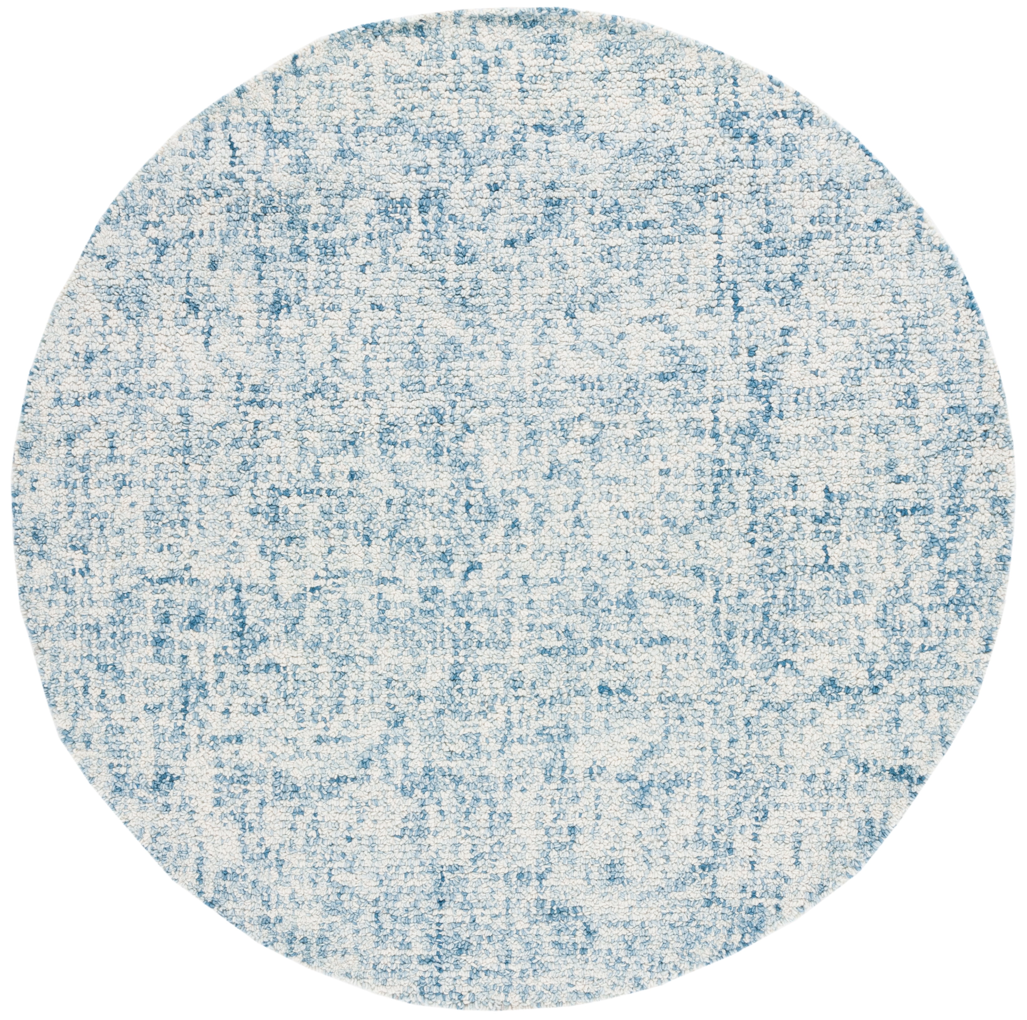 SAFAVIEH Abstract Ethelyn Solid Area Rug, Blue/Ivory, 6' x 6' Round