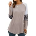 thumbnail image 5 of Nlife Women Stripes Leopard Print Crew Neck Long Sleeve Top, 5 of 12