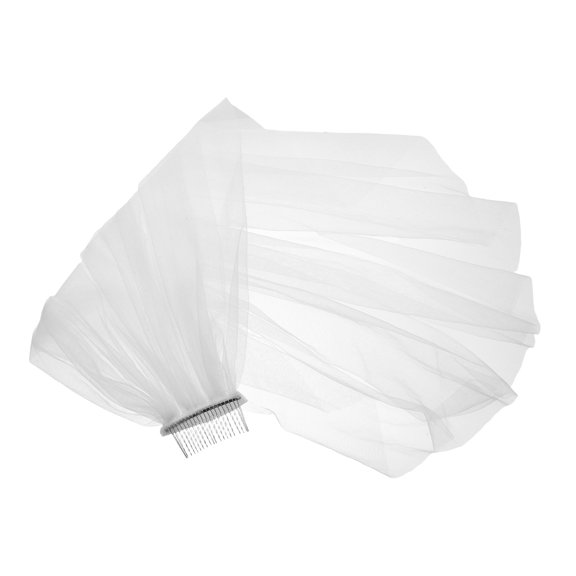 OFFIGAM Short Wedding Veil White with Comb Modern Touch 1Set for Women Brides Enjoying