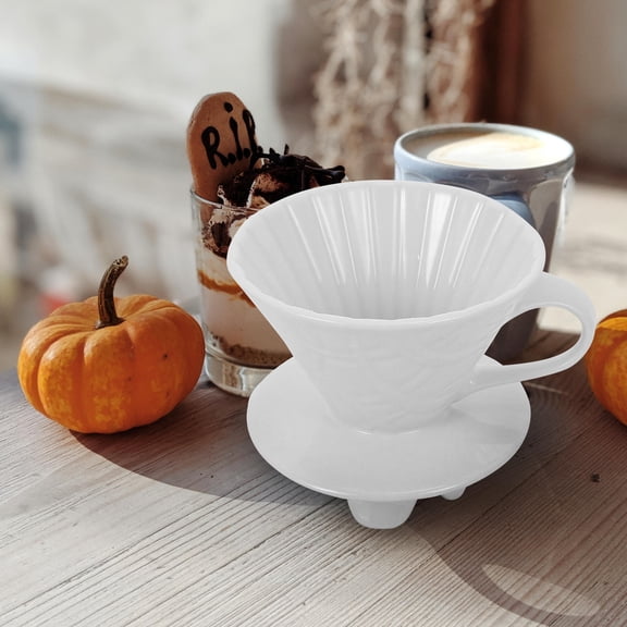 STRANDCHIC White Ceramic Coffee Filter Cup Manual Dripper Funnel for Home Brewing Coffee