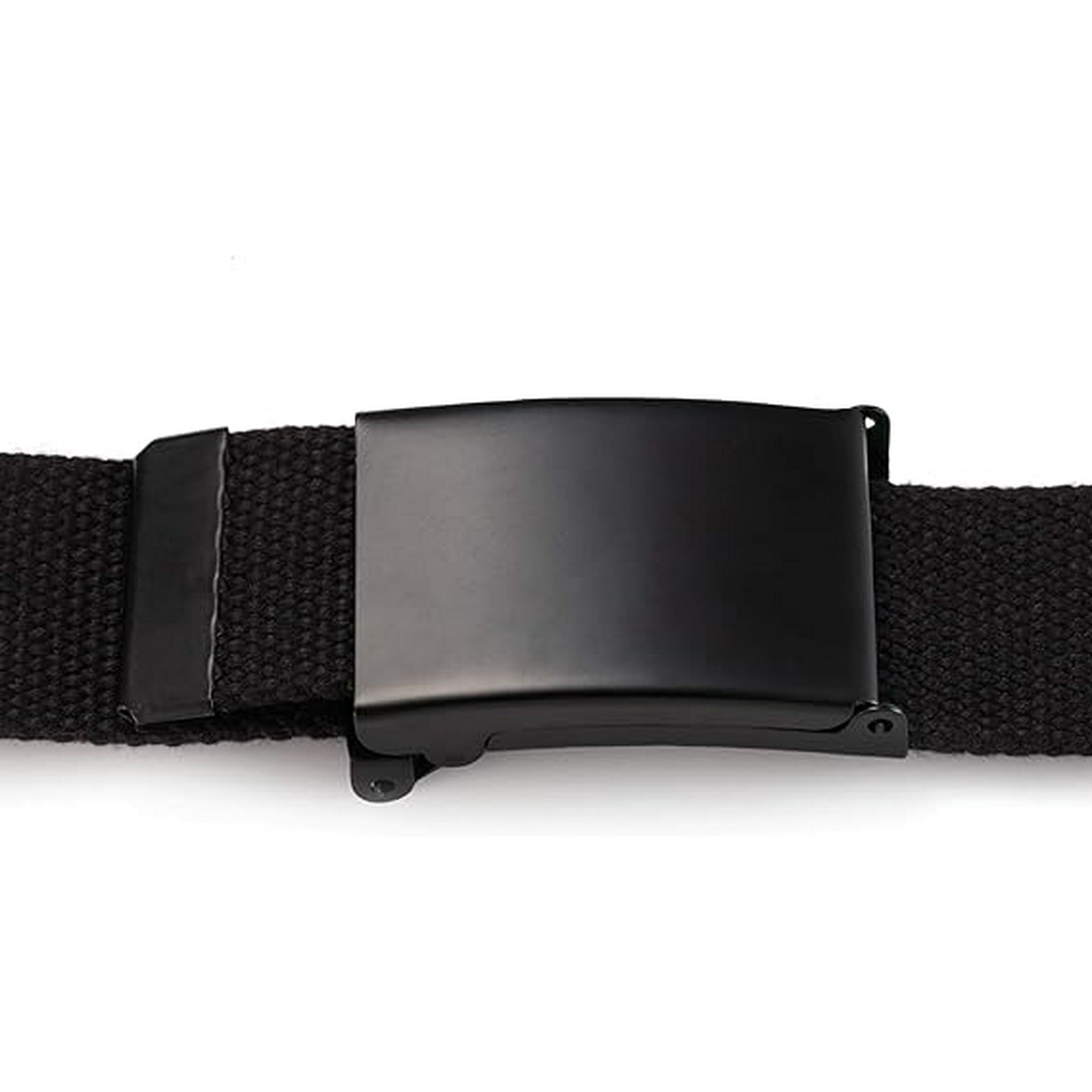 Cut To Fit Canvas Web Belt Size Up to 52 with Flip Top Solid Black Military Buckle