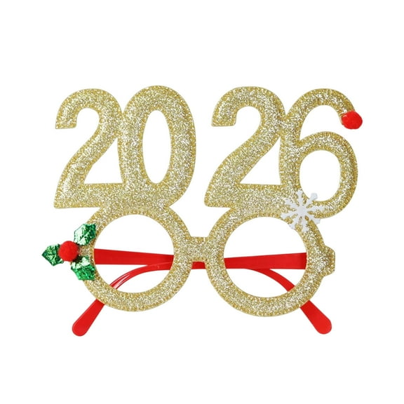 2026 Number Christmas Glasses Holiday Party Glasses, 1 Pack Festive Novelty Eyeglasses No Glass Holiday Classroom Party, Corporate Winter New Year Event