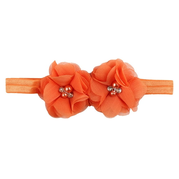 Odeerbi Baby Girls Elastics Hair Bows Headband Toddler Cute Bowknot Flower Headdress Solid Color Hair Accessories Orange