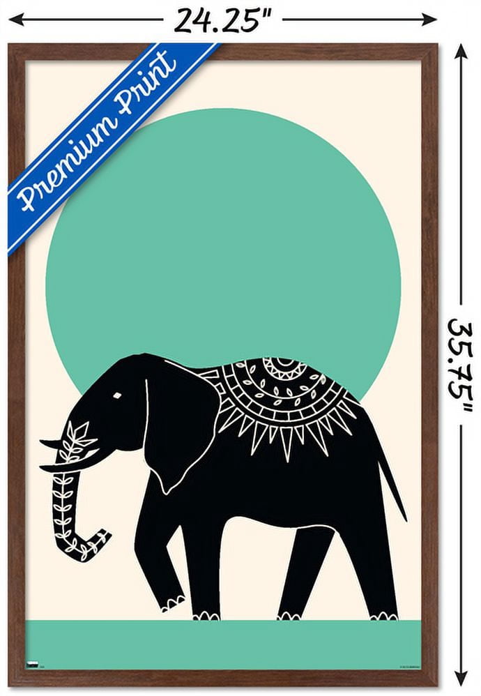 Ink Elephant Wall Poster, 22.375" x 34", Framed