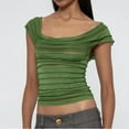 thumbnail image 2 of AherBiu Going out Tops for Women Crop Top Scoop Neck Layered Ruched Slim Fitted Cute Tank Top Shirts, 2 of 5