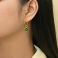 thumbnail image 4 of JeenMata 2 Carat Emerald Cut - Emerald - May Birthstone Bezel Huggie Hoop Earrings - Yellow Gold Plated, 4 of 8