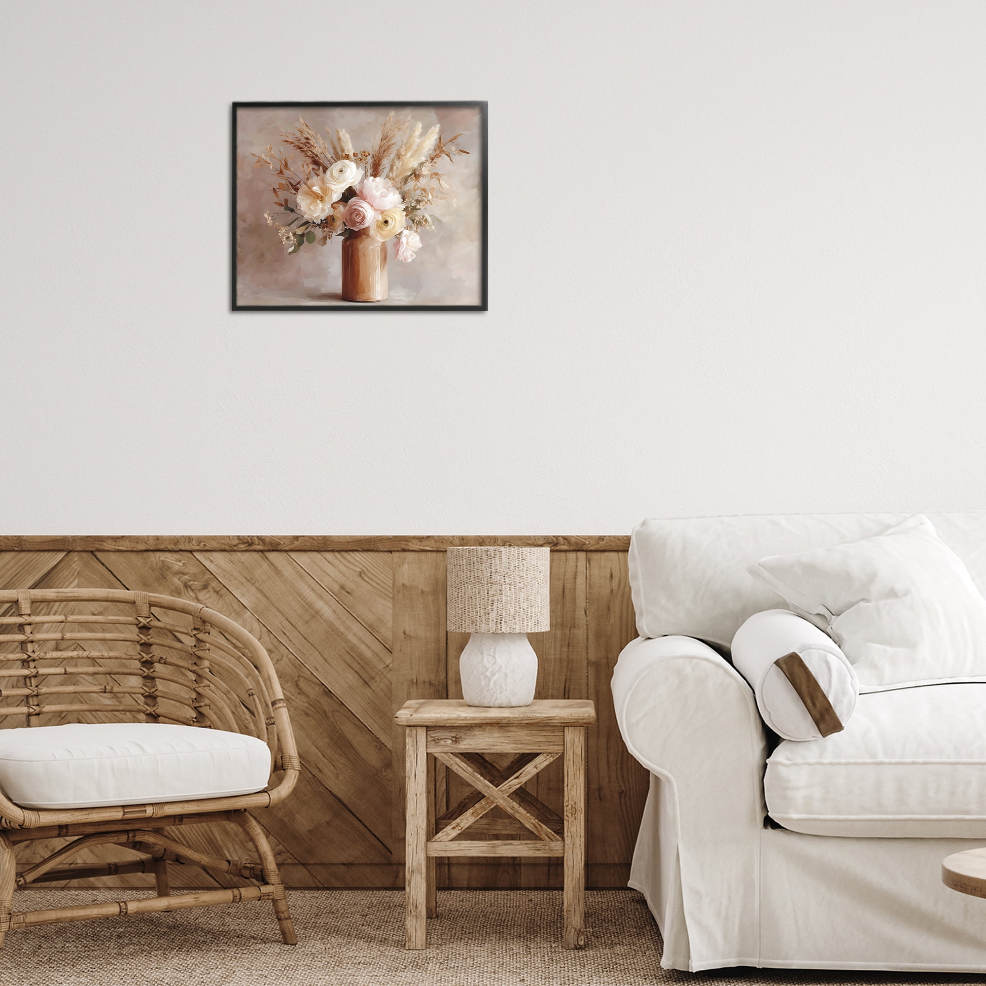 Stupell Industries Elegant Wheat Bouquet in Vase Black Framed Giclee Art, design by Franklyn Gregory