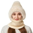 thumbnail image 6 of 3 In 1 Beanie Hat With Scarf And Mask Warm Scrub Caps Women Womens Scarves Wool Face Masks Beige, 6 of 9