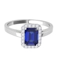 thumbnail image 2 of Mauli Jewels Rings for Women 0.68 Carat Emerald Cut Tanzanite and Diamond Ring Prong 10k White Gold, 2 of 7