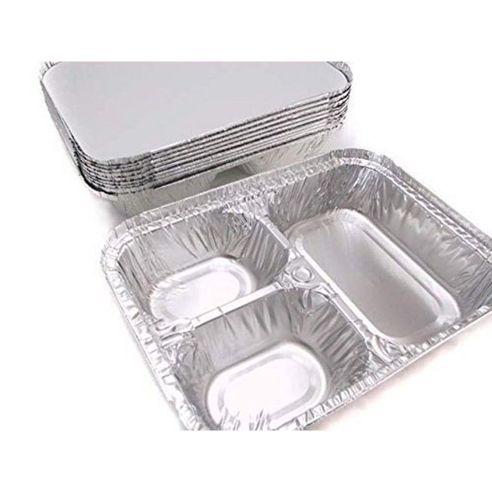 Disposable Aluminum 3 Compartment T.V Dinner Trays with Board Lid 210L