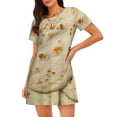 thumbnail image 1 of Fotbe Taco Tortillas Bata de Dormir para Mujer con Estampado, Camisón de Algodón de Manga Corta, Ropa de Dormir Casual, 1 of 6