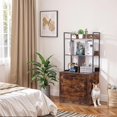 thumbnail image 4 of LINJH Cat Litter Box Enclosure with 2 Storage Shelves Litter Box Furniture Hidden with Barn Door, Indoor Wooden Cat House, Rustic Brown, 4 of 8