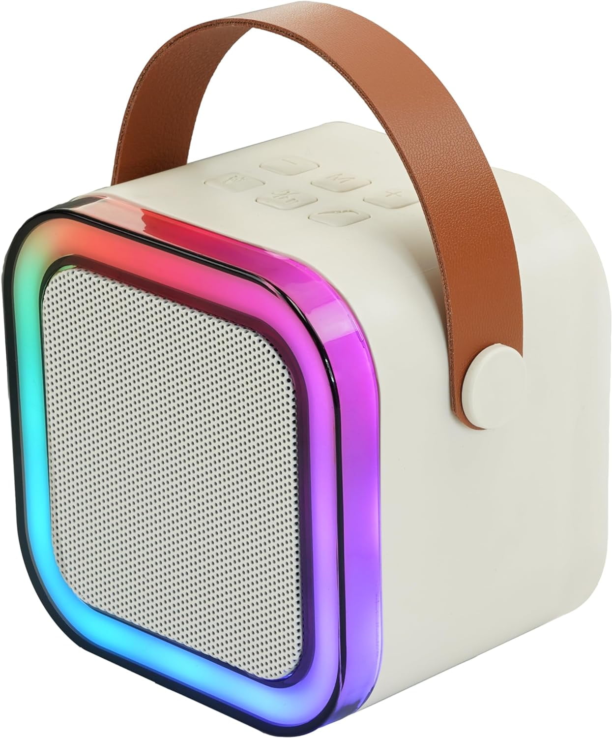 IQ Sound Mini Karaoke Bluetooth Speaker Wireless Microphone, RGB Lights, Voice Effects IQ-708K White