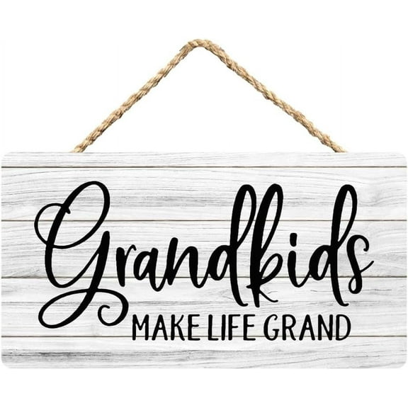Rustic Wooden Sign Decor - Grandkids Make Life Grand - Wood Plaque Home & Office Inspirational Gifts Hanging Wall Signs 6x12 IN