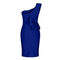 thumbnail image 7 of Women's Formal Dresses One Shoulder Ruffles Bodycon Dress Solid Sexy Elegant Split Cocktail Party Dress for Wedding Guest, 7 of 7