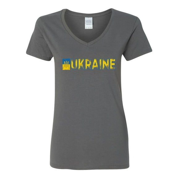 V-Neck Ladies Ukraine Ukrainian People Logo Pride DT T-Shirt Tee