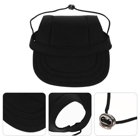 OULII Stylish Black Pet Baseball Cap with Lightweight Canvas and Bared Ears Design