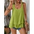 thumbnail image 5 of Dazajoo Linen Cotton Summer Tank Tops for Women Solid Color Irregular Hem Sleeveless Tshirts Casual Loose Fit Beach Shirts,Army Green,M, 5 of 10