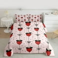 thumbnail image 3 of Homewish Kawaii Sweet Strawberry Bedding Comforter Set,Cute Bowknot Ribbon Twin Comforter Sets,Black Polka Dots Bedding Set For Girl Teens,Super Cozy Room Decor Reversible,2-Piece, 3 of 9