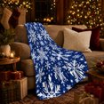 thumbnail image 3 of Bold White Snowflakes on Blue, Cheerful Holiday Style for Winter Lovers, Frosted Star Pattern and Christmas Gift, Soft Flannel Blanket for Family Room and Bedroom, Home Decor, 3 of 9