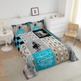 thumbnail image 3 of Erosebridal Western Full Size Comforter Set Men Cowboy Bull Horse Bedding Set Country Farmhouse Bedding Comforter Sets Boho Arrow Aztec Quilt Duvet Teal Blue Rustic Buffalo Plaid Decor, 3 of 6
