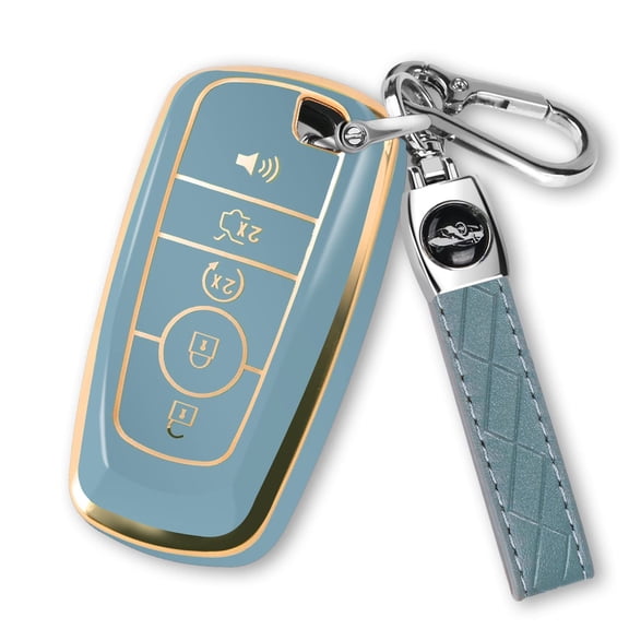 For Ford Key Fob Cover with Keychain, Soft TPU Key Case Shell Full Protection for Ford Explorer Fusion Escape Edge Expedition F150 F250 F350 F450 F550 Maverick Mustang