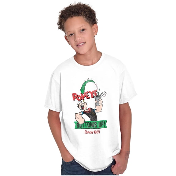 Popeye Bottoms Up Since 1929 Funny Crewneck T Shirts Boy Girl Teen Brisco Brands M