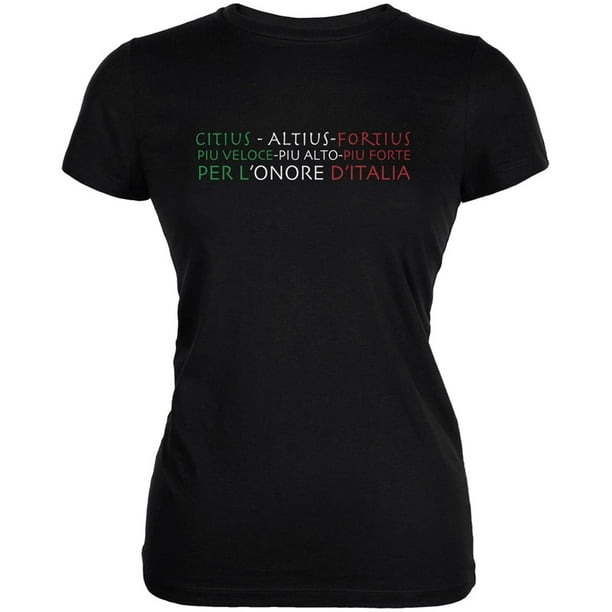 Italian Colors and Olympic Motto Black Juniors Soft T-Shirt 