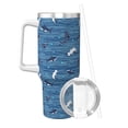 thumbnail image 2 of Pofeuu Sharks on White Blue Striped Print 40oz Ice Bully With Handle And Straw Stainless Steel Vacuum Insulated Cup And 2 In 1 Straw Lid, 2 of 8